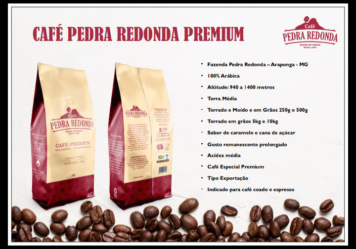 CAFÉ PEDRA REDONDA PREMIUM TORRADO E MOÍDO 250g